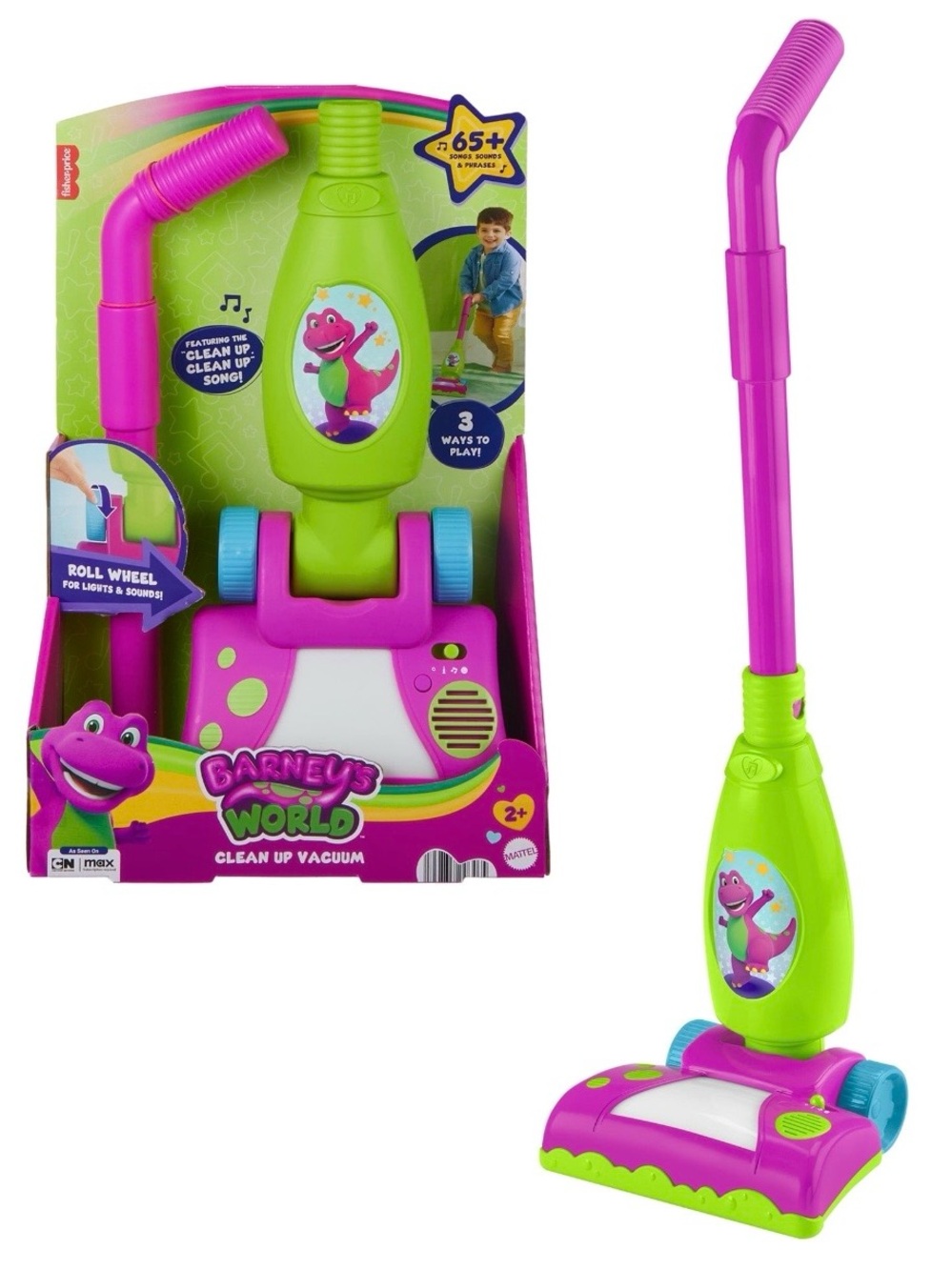 New Barney’s world Kids Clean-Up Vacuum Toy - Pink & Green